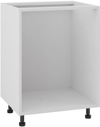 Laclar Unterschrank 60/82 für Küche mit verstellbaren Füßen - Bohrungen für Blum Antaro/Metabox oder GTV Modernbox Schubladen - stabil - ideal für Backofen oder Mikrowelle - Weiß