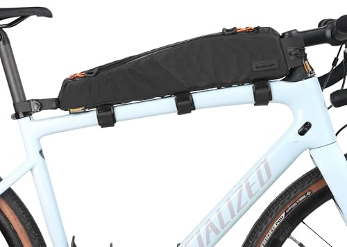 Rhinowalk Bicycle Top Tube Bag Bike Front Frame Bag Waterproof Extra Long Cycling Accessories Upper Pipe Nylon Pouch Pack for Mountain Road Bike(Black)