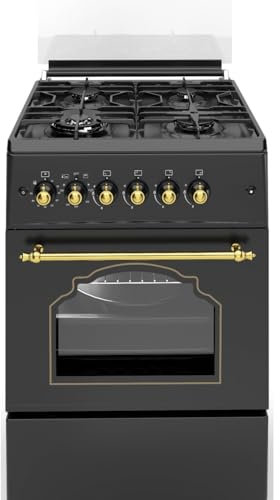ALPHA Cocina de Gas VULCANO GOLD-60 Rustica Oro. Encendido automático, Wok, Ventilador y Temporizador. *Alta Gama*