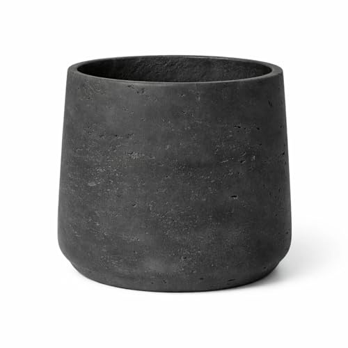 Finestgreen Patt Pflanzgefäß Schwarz XL | Blumentopf für Innen- und Außenbereich, Frostfest, UV-Beständig, wasserdicht | Blumenkübel Betonoptik