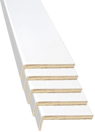 Coprifilo in Abete, Mostrine per Porte Interne in abete - 5 Pezzi - Con Ala, Bianco - Coprifilo lunghezza 2,25mt.
