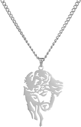 unift Collar de Cabeza de Jesucristo de Acero Inoxidable para Hombres y Mujeres Logotipo Cristiano de Cabeza de Jesús Collar Colgante de Oración Religiosa Joyas (plata)