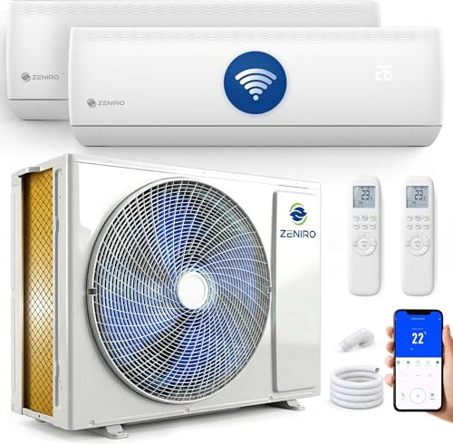 ZENIRO Climatizzatore Dual Split 12000 + 12000 Inverter A++ Pompa di Calore Caldo Freddo, Condizionatore 2 Unità Interne (3.5kW), 18000 BTU 5,3kW, WiFi/App, 4D AirFlow, Precaricato R32