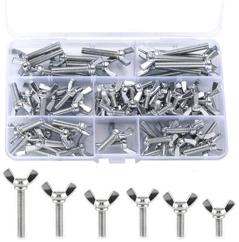 72 Stück Flügelschrauben M5 M6 Flügelschraube Kohlenstoffstahl 6 Größen Schmetterlingsschrauben Metrische Flügelmuttern für Displays Haushaltsgeräte Kommunikation Maschinenbefestigung