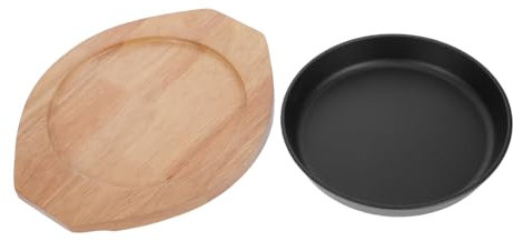 Cabilock parrilla teppanyaki plato de sartén para barbacoa placa de parrilla placa de hierro para barbacoa parrilla de tablero de de madera Negro