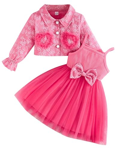 Kunyeah Robe tutu pour bébé fille avec cardigan en tulle sans manches avec veste en dentelle florale pour tout-petits