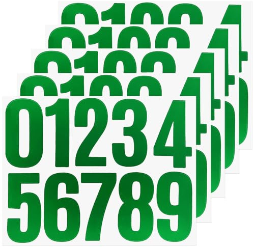 50 Green Numbers,Large Vinyl Number Stickers,for Outdoor,Mailbox | House and Address Number Self Adhesive and Waterproof - 5 Sheets