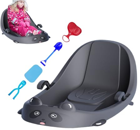 Yurosuis Sleds for Snow - Winter Sport with Backrest,Toboggan Snow Sled Built-in Brake | for Children Boys Children Cold Weather Snowy Hills Park Backyard Playground