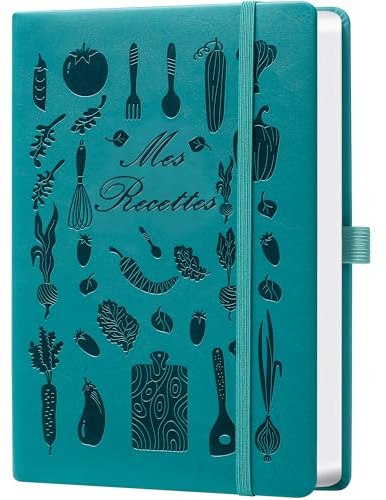 HwxBen Carnet de Recettes à Remplir A5 – Livre de Recettes Vierge avec Index, Cahier de Cuisine à Remplir pour Noter Vos Recettes Maison – Idée Cadeau pour Passionnés de Cuisine – Vert d’eau