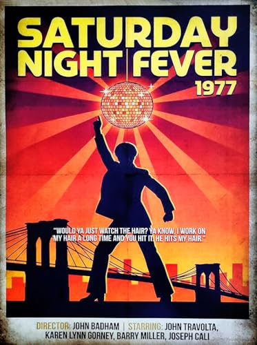 KUSTOM ART Póster decorativo de pared serie carteles película celebri La fiebre del sábado noche Saturday Night Fever 1977 sobre papel patinado 40 x 30 cm sin marco