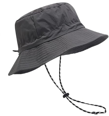 GleamGlide Chapeau Homme Soleil Bob Femme Capuche Pluie Femme Pliable Bucket Hat Casquette Impermeable Homme Chapeau Randonnee Chapeau Safari Anti UV Gris pour Peche Voyage Plage Exterieur