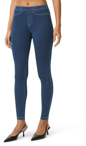 No nonsense Women's Classic Denim Leggings with Real Back Pockets, Elastic Waist, High Waisted - Stretchy & Trendy Jeans - Medium Wash Denim - Large