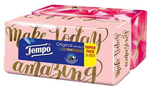 Tempo Original Duo-Box Taschentücher 4-lagig, 2er Pack (2 x 80 Tücher)
