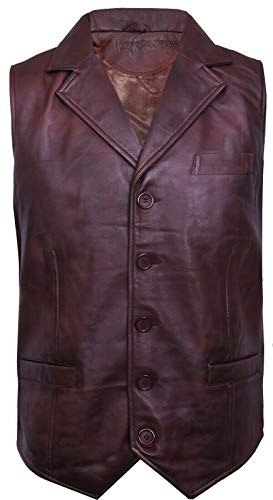 Infinity Leather Hommes Gilet Cru en Cuir Marron à Puce Classique 3XL