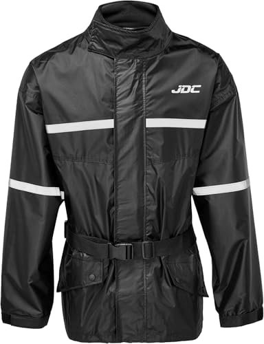 JDC Wasserdichte Motorrad-Regenüberzugsjacke Hohe Sichtbarkeit - SHIELD - Schwarz - L