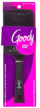 Goody Detangle It Paddle Brush, Black, Custom Style Detangler with Nylon & Boar Bristles, Use as a Detangling or Styling Brush to Tackle Tangles & Knots, For Thick Hair