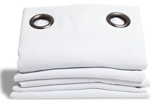 Moondream DecibelControl™ Akustikvorhang 3in1 | Lärmschutz | Thermoisolierung Winter+Sommer | 100% Verdunkelung | Patentierte Technologie | EU Herstellung | Ösen | Weiß MC720 | 140B x 180H cm