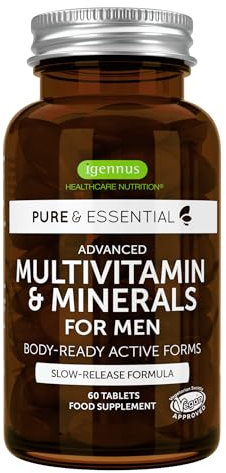 Igennus Methylated Men's Multivitamin, 21 Actives, Clean Label, All Day Nutrient Delivery, Expertly Formulated For Male Wellness, Energy & Heart Health, 60 Easy-to-Swallow Vegan Tablets, Non-GMO,Halal