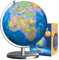 Waldauge Illuminated Globe of the World with Stand, 9 World Globe for Kids Learning, 3 in 1 LED Constellation Globe Night Light with Sturdy Metal Base and HD printing Map