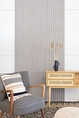 Leiste24 Rivestimento lamellare – Rivestimento da parete – Pannello acustico 400 x 2600 mm – Feltro acustico grigio – Decorazione lamellare grigio sabbia