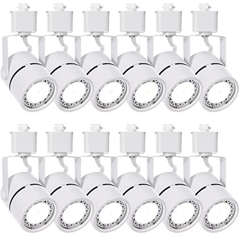 INTWELL 12 Pack LED Track Light Heads,7W H Type Track Lighting Heads for Ceiling Spotlight Wall Art Exhibition Lighting,Kitchen,Accent Task 4000K Neutral White 36°Angle Black Track (White)