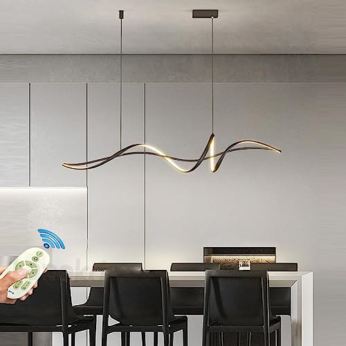 Lanekd LED Pendelleuchte Esstisch Schwarz Hängelampe Dimmbar Spiral Design Hängeleuchte Esszimmer Esstischlampe mit Fernbedienung Esszimmerlampe Pendellampe für Wohnzimmer Küche Büro Hängend Lampe