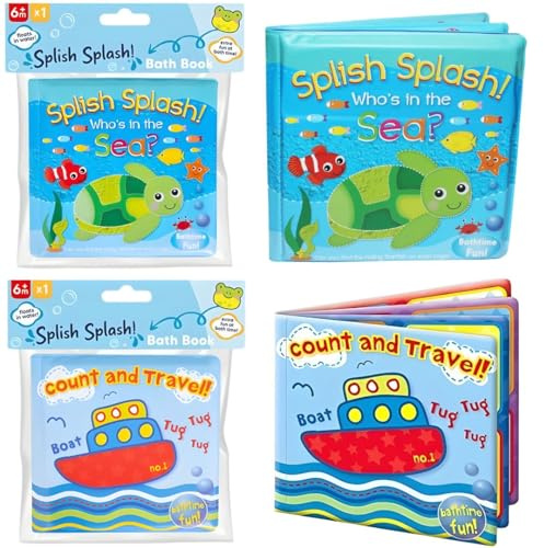Baby Bath Books 2 pack | Floating Fun Educational Learning Toys for Toddlers & Kids