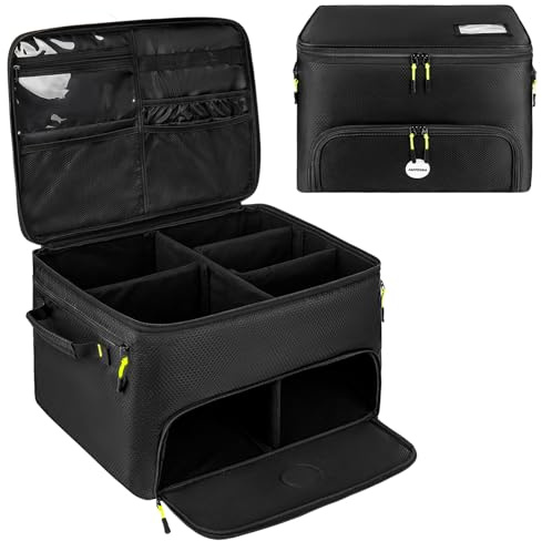 Jaffzora 3-Layer Golf Trunk Organizer, Golf Gifts for Men Women with Ventilated Compartment for 2 Pairs Shoes, Waterproof Car Golf Accessories Storage Bag, BLACK, Style A, Travel