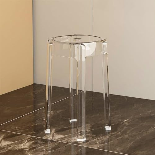 NEYTIIR Sgabello Trasparente Sgabelli Alti Impilabili, Sgabello Doccia,Antiscivolo Sgabello Alto 46cm, Sgabello da Bar in Acrilico per Cafe, Riunioni di Famiglia, Soggiorno