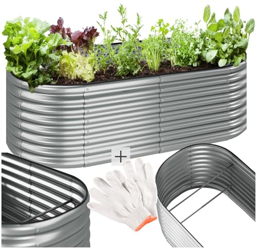tectake® Orto Rialzato, 942l, Zincato, 200 x 100 x 60 cm, Struttura in Acciaio Zincato, Base Aperta, Perfetto per Verdure, Erbe Aromatiche e Fiori, Montaggio Rapido, Alta Stabilità, Giardino Rialzato