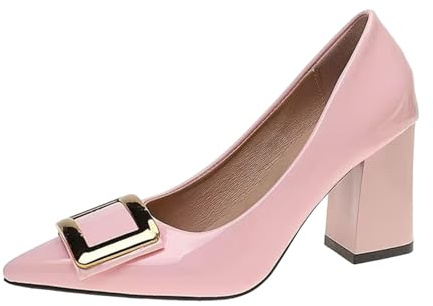 Zapatos Mujer Comodos Vestir,Zapatos de Tacones Gruesos para Mujer Elegantes Bailarinas de Punta Afilada Moda Casual Fiesta Mocasines Vestir de Piel Versátil Merceditas Color Sólido Calzado