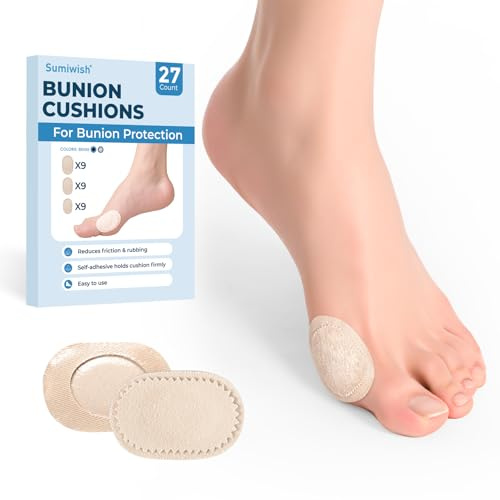 Sumiwish Coussins pour oignons à porter avec des chaussures pour soulager la douleur au pied – 27 coussinets en molleton pour oignons pour femmes – Protège-pieds autoadhésifs multi-tailles résistants