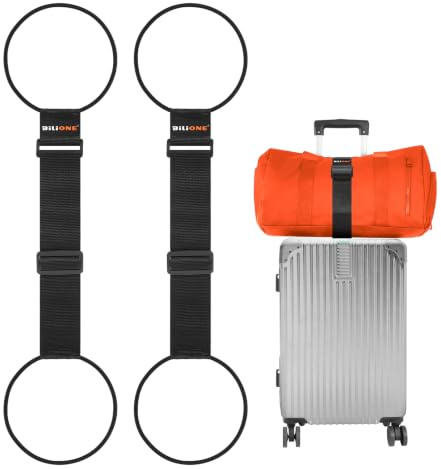 BILIONE Add a Bag Lot de 2 Sangles élastiques réglables pour connecter Deux valises, Bagage à Main sécurisé et Essentiel de Voyage (Noir)