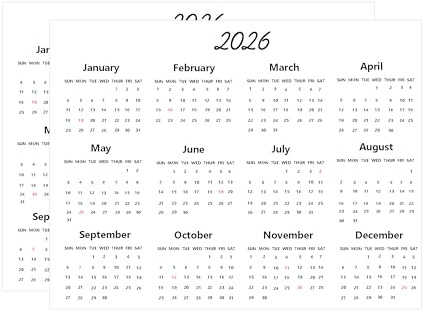 2026 Mini Month at a Glance Calendar Planner Stickers 5x7 Inch Removable Monthly Planner Schedule Decals Strips for Notebooks & Journals,4 Sheets