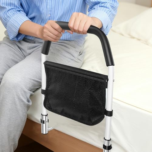 Stability Safety Bed Rail, Bed Assist Rail Safety with Storage Bag, Assist Handrail Bar, Fall Prevention Hand Guard Grab Bar Bed Cane, Bed Lever, Bed Support for Elderly, Adults, Seniors, Handicap