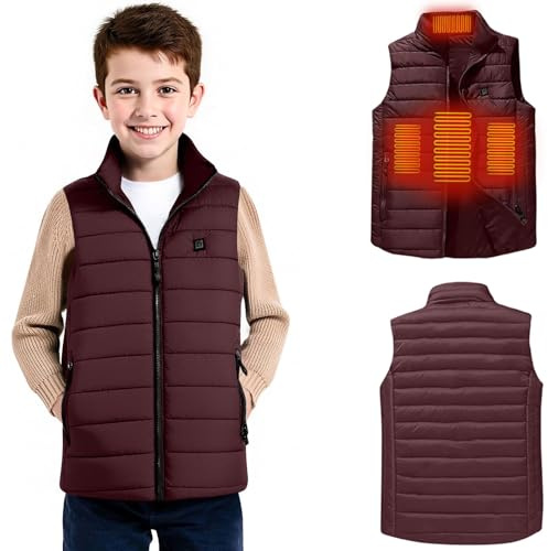 Chaleco calefactable para Niños, Chaleco Acolchado Otoño/Invierno para Niños Niñas Chaqueta de Plumas, Cálido Recargable Chalecos, Abrigos Cortavientos Chalecos Cálidos sin Mangas para 2-11 Años