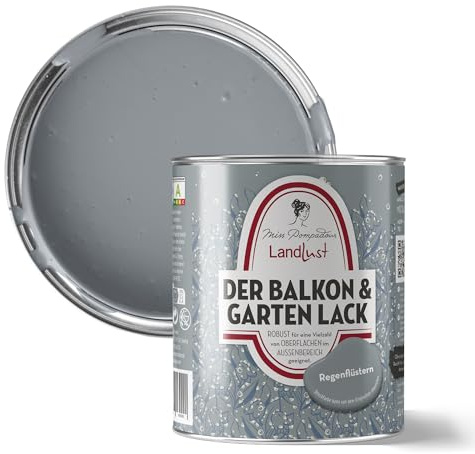 MissPompadour seidenmatter Holzlack außen & wetterfest 1L, Regenflüstern Blau, geruchsarme Möbelfarbe für Holz, Metall & Kunststoff mit UV-Schutz, wasserbasierte Holzfarbe