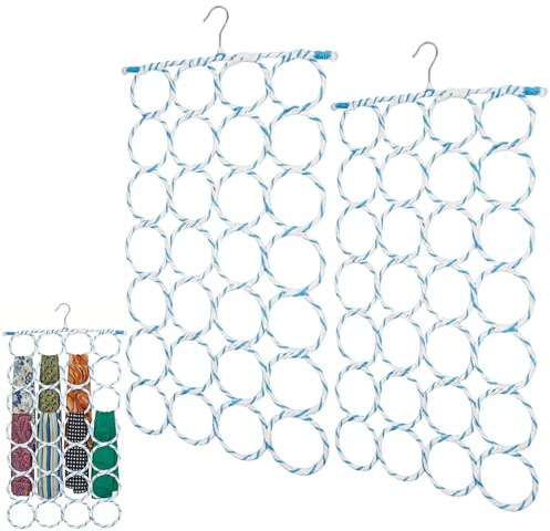 2Pcs Percha para Bufandas,Organizador De Bufandas con 28 Agujeros,Percha Porta Bufanda,Soporte Plegable para Bufanda para Organizado de Huecos para Corbatas y Chales(Color Aleatorio)