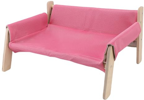 Changor Förhöjd Kattsoffa med Mysig Design Starkt Stöd för Avkoppling Inomhus Träkattsoffa (Rosa)