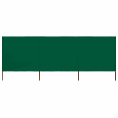 Fisinber Protección contra el viento plegable de 3 piezas, 400 x 80 cm, color verde, con 4 estacas de madera de 110 cm, para camping, jardín, playa, protección contra el viento, valla textil