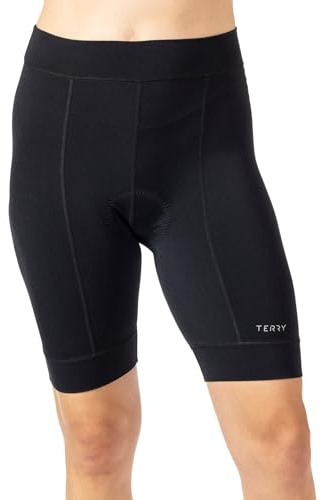Terry Bike Shorts Women Padded, Actif Cycling Shorts for Women Padded 8 Inseam Moisture Wicking Spin Shorts - Black, x_l