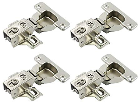 LIKERAINY 95Deg Full Overlay Face Frame Hinge 40mm with Hydraulic Damper for Heavy and Thick Door Compact Soft Closing Short Mini Hinges for Cabinet Cupboard Wardrobe Pack of 4