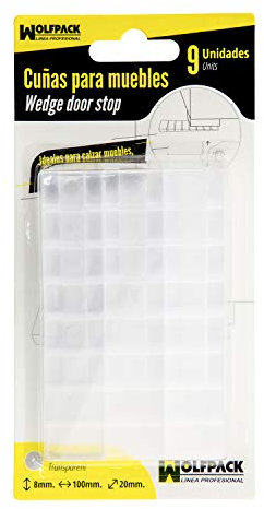 WOLFPACK LINEA PROFESIONAL - Cuñas Calza Muebles Ajustable / Recortable Transparente (Blister 9 Piezas)