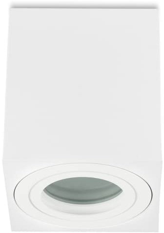 Sweet Led Aufbaustrahler Bad IP44 Aluminium GU10 Deckenspot 95mm Feuchtraum Badezimmer Nassbereich Aufbauleuchte 230V Aufbauspot weiß matt, eckig