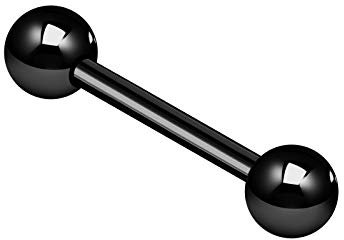 KJM FASHION 1 STK Titan Schwarz Barbell Zunge 1.6 mm 14 Gauge 16mm 5/8 Inch 5mm Kugeln Nippel Ohrringe Brustwarzen Piercing Schmuck 7250