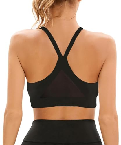 Dmwhsy Sujetador Deportivo para Mujer, Sujetador Deportivo con Tiras y Espalda Cruzada en Y Sujetador Deportivo de Soporte Medio Sujetador de Yoga con Copas Removibles