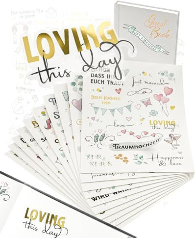 Sticker Hochzeit Gästebuch (350 Stück) – Aufkleber Liebe für Fotoalbum, Scrapbook, Bullet Journal & Hochzeit Deko – Hochzeitssticker in Grün Gold für Gästebuch und Hochzeitsalbum