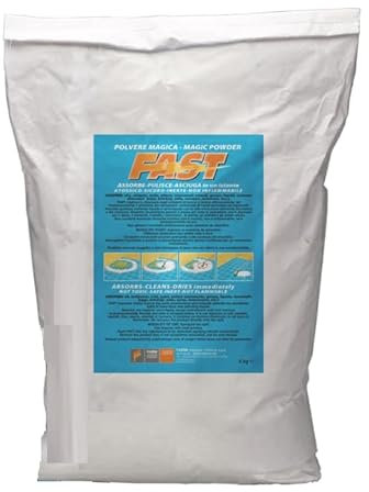 Faren FAST,Polvere Assorbente di Natura Minerale,ideale per pulire QUALSIASI liquido(come Oli,Vernici,Acidi,Grassi),Ecologico, 5Kg (1)