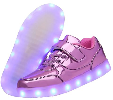 Vorkhuaeri Scarpe da Ginnastica Luminose a LED per Bambini Scarpe da Light up Shoes Sneakers Lampeggianti USB Ricaricabili per Ragazzi Ragazze Bambino (D-Pink,25)