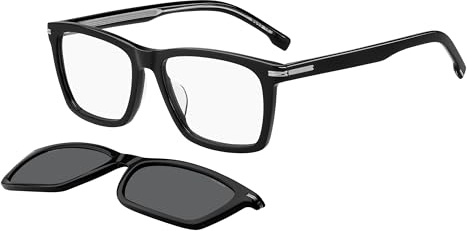 BOSS Gafas de Sol 1726/G/CS WITH CLIP ON BLACK/TRANSPARENT BLACK/GREY POLARIZED 55/17/145 hombre